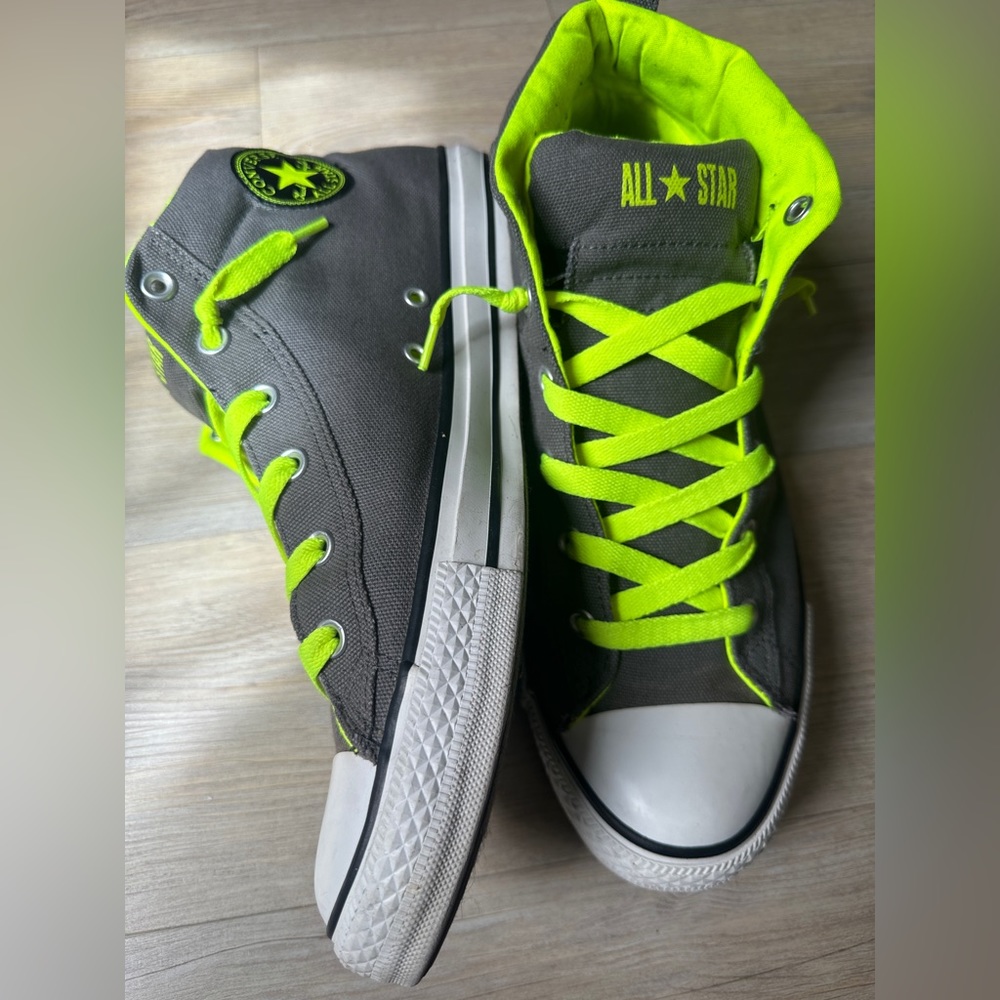 Converse high tops grey and neon size 13
